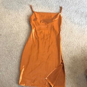 Burnt Orange Satin Dress